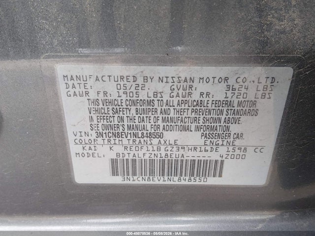 3N1CN8EV1NL848550 Nissan Versa 1.6 Sv Xtronic Cvt