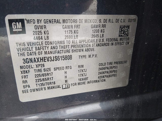 3GNAXHEV3JS615808 Chevrolet EQUINOX LS