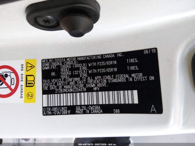 2T2BZMCA9KC204018 Lexus RX 350