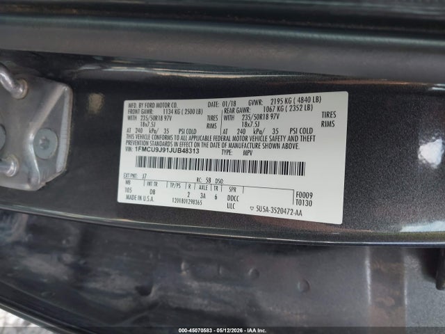 Ford Escape Titanium 2018 1FMCU9J91JUB48313 Image 9