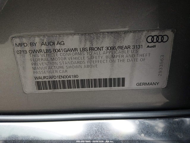 Продажа на аукционе авто 2014 Audi A8 L 4.0t, vin: WAUR2AFD1EN004180, номер лота: 45070640