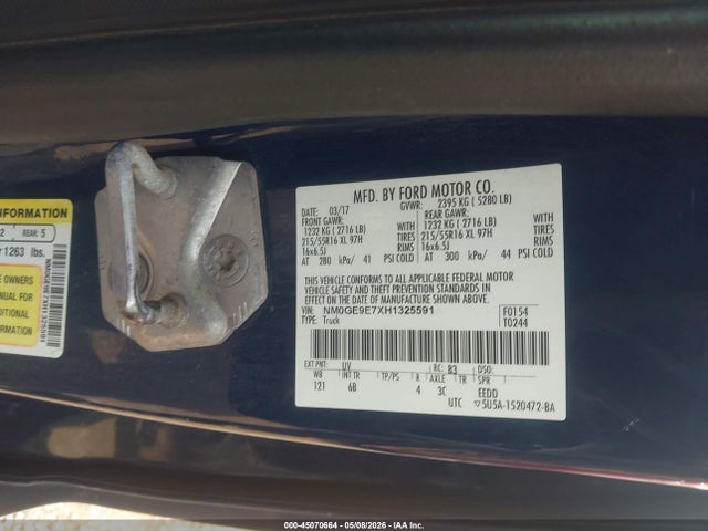 Продажа на аукционе авто 2017 Ford Transit Connect Xl, vin: NM0GE9E7XH1325591, номер лота: 45070664