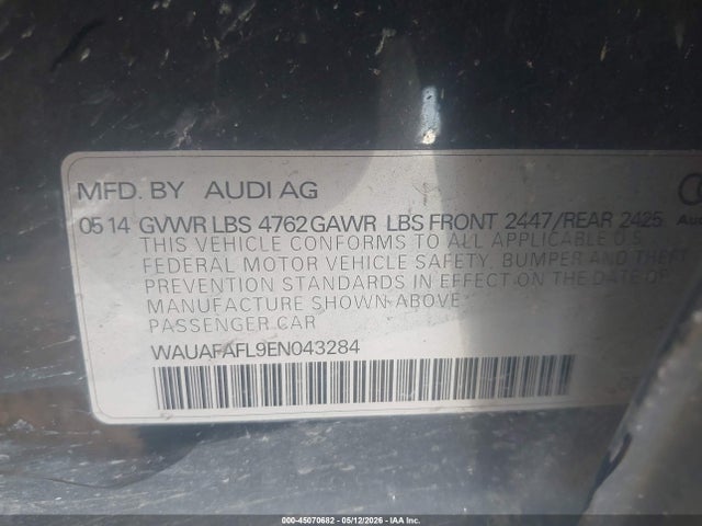 Продаж на аукціоні авто 2014 Audi A4 2.0t Premium, vin: WAUAFAFL9EN043284, номер лоту: 45070682
