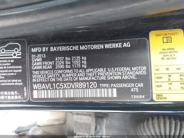 Aukcja sprzedaży 2013 Bmw X1 Xdrive28i, vin: WBAVL1C5XDVR89120, numer aukcji: 45070716