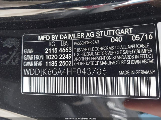 2017 Mercedes-benz Sl 450 მანქანა იყიდება აუქციონზე, vin: WDDJK6GA4HF043786, აუქციონის ნომერი: 45070754