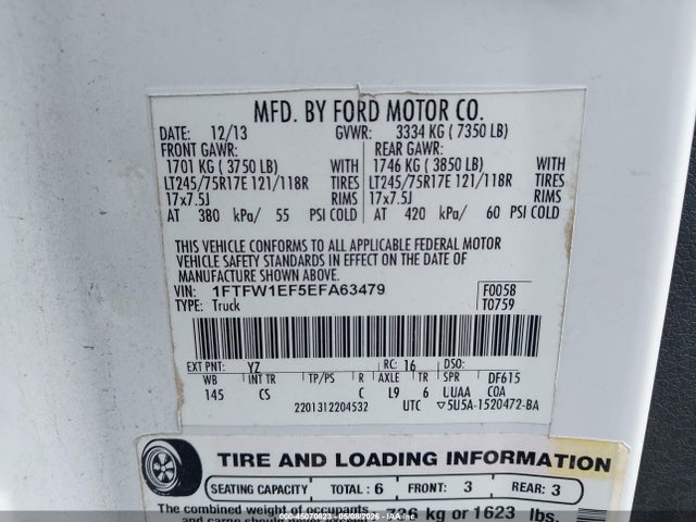45070823 :رقم المزاد ، 1FTFW1EF5EFA63479 vin ، 2014 Ford F-150 Xl مزاد بيع