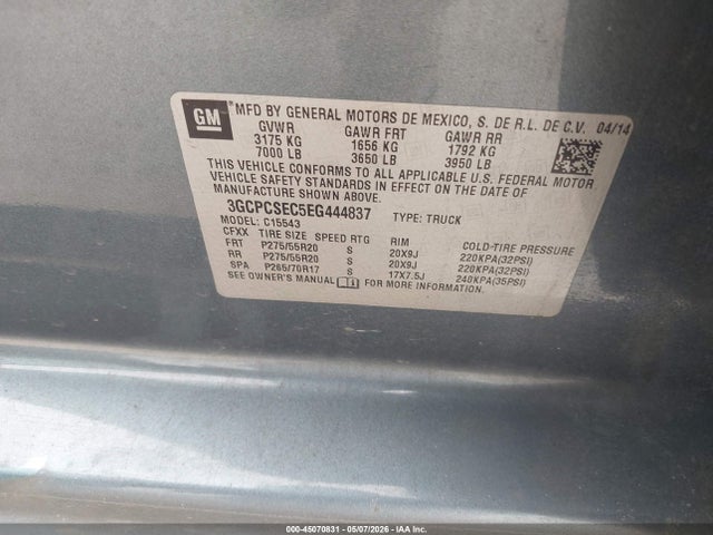 Chevrolet Silverado 1500 1lz 2014 3GCPCSEC5EG444837 Image 9