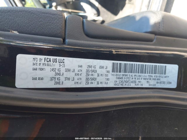 2015 Jeep Grand Cherokee Altitude მანქანა იყიდება აუქციონზე, vin: 1C4RJFAGXFC140356, აუქციონის ნომერი: 45070843