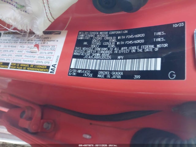 Aukcja sprzedaży 2024 Toyota 4runner Trd Sport, vin: JTEAU5JR8R5305325, numer aukcji: 45070878