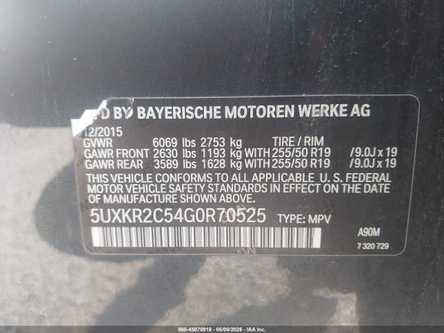 Продажа на аукционе авто 2016 Bmw X5 Sdrive35i, vin: 5UXKR2C54G0R70525, номер лота: 45070918