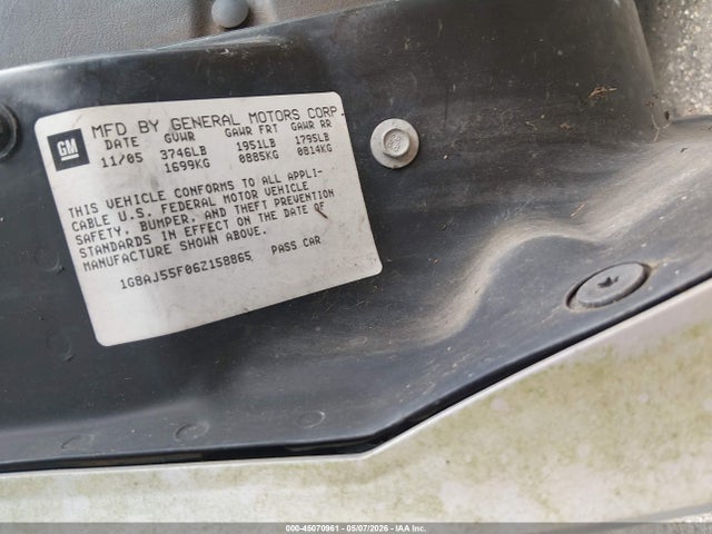 Продажа на аукционе авто 2006 Saturn Ion 2, vin: 1G8AJ55F06Z158865, номер лота: 45070961