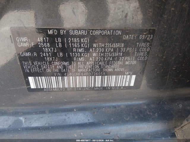 2024 Subaru Crosstrek Sport მანქანა იყიდება აუქციონზე, vin: 4S4GUHF64R3726058, აუქციონის ნომერი: 45070977