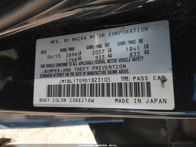 Aukcja sprzedaży 2013 Mazda Mazda3 I Sv, vin: JM1BL1TG9D1823105, numer aukcji: 45070980