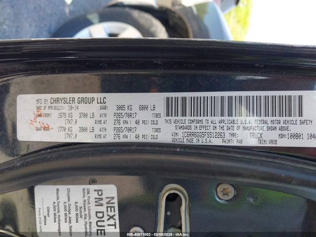 45071002 :رقم المزاد ، 1C6RR6GG5FS512263 vin ، 2015 Ram 1500 Slt مزاد بيع