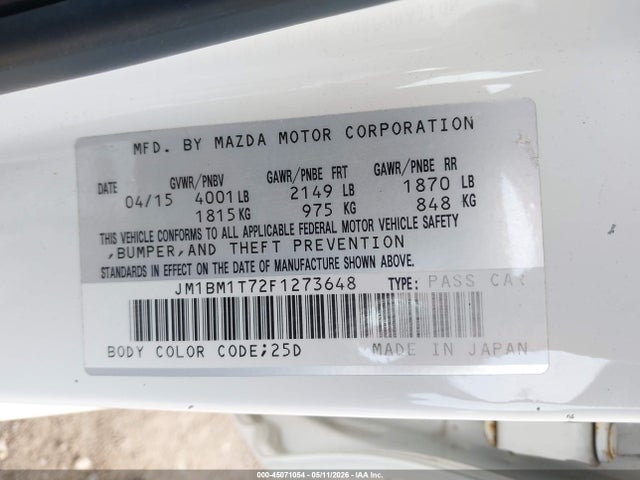 JM1BM1T72F1273648 Mazda Mazda3 I Sv