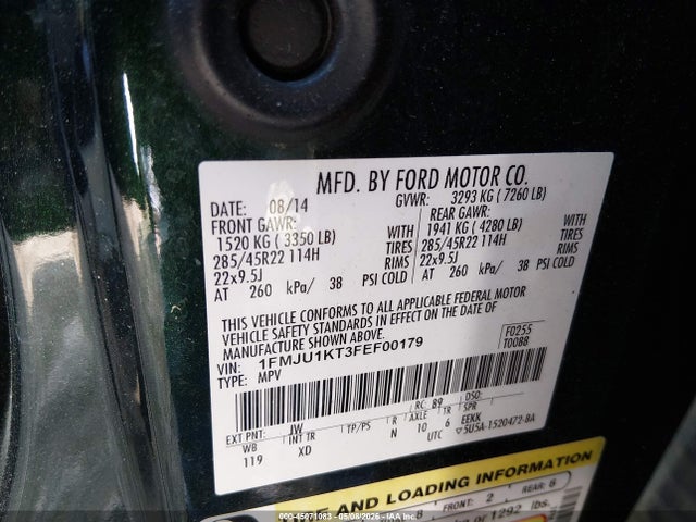 45071083 :رقم المزاد ، 1FMJU1KT3FEF00179 vin ، 2015 Ford Expedition Limited مزاد بيع