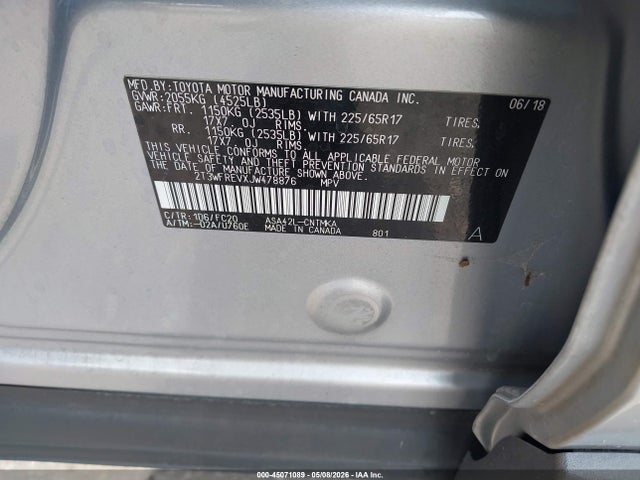 2018 Toyota Rav4 Adventure/xle მანქანა იყიდება აუქციონზე, vin: 2T3WFREVXJW478876, აუქციონის ნომერი: 45071089