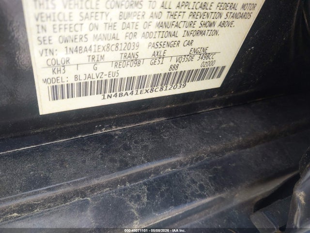 45071101 :رقم المزاد ، 1N4BA41EX8C812039 vin ، 2008 Nissan Maxima 3.5 Se مزاد بيع