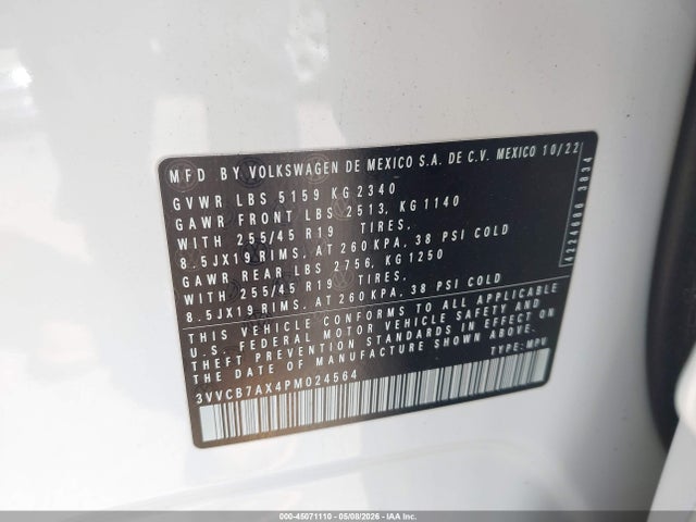 Продажа на аукционе авто 2023 Volkswagen Tiguan 2.0t Se R-line Black, vin: 3VVCB7AX4PM024564, номер лота: 45071110