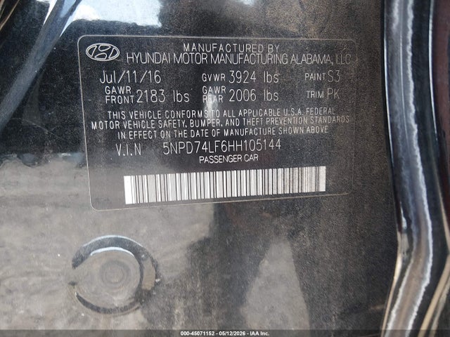 Продаж на аукціоні авто 2017 Hyundai Elantra Se, vin: 5NPD74LF6HH105144, номер лоту: 45071152