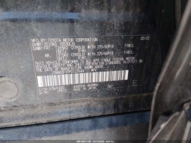 Продажа на аукционе авто 2023 Toyota Rav4 Prime Se, vin: JTMAB3FV0PD127644, номер лота: 45071193