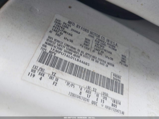 45071218 :رقم المزاد ، 1FMPU16L01LB44685 vin ، 2001 Ford Expedition Xlt مزاد بيع