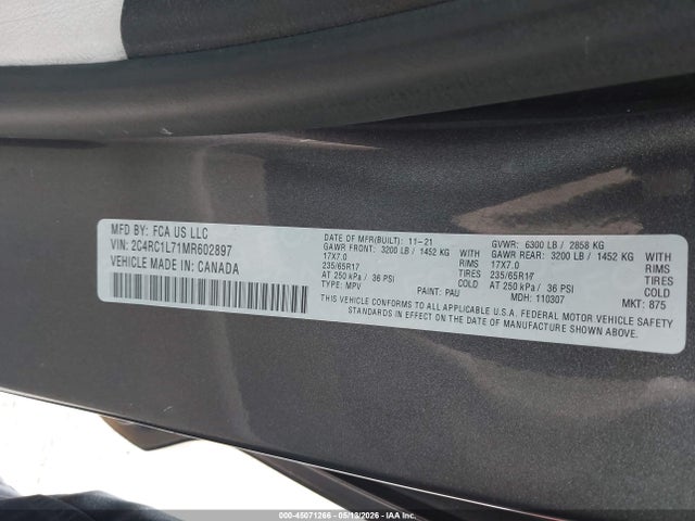 Chrysler Pacifica Hybrid Touring L 2021 2C4RC1L71MR602897 Image 9