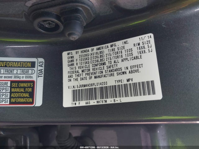 Продаж на аукціоні авто 2015 Honda Cr-v Lx, vin: 5J6RM4H36FL014200, номер лоту: 45071286