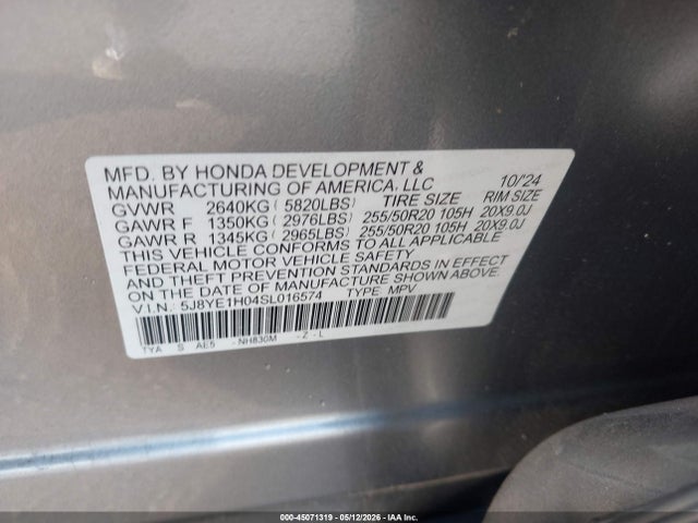Aukcja sprzedaży 2025 Acura Mdx A-spec, vin: 5J8YE1H04SL016574, numer aukcji: 45071319