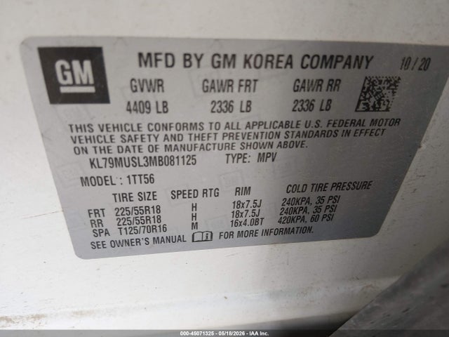 KL79MUSL3MB081125 Chevrolet Trailblazer Awd Rs