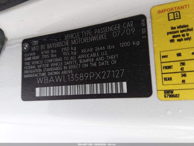 Продажа на аукционе авто 2009 Bmw 328i, vin: WBAWL13589PX27127, номер лота: 45071369