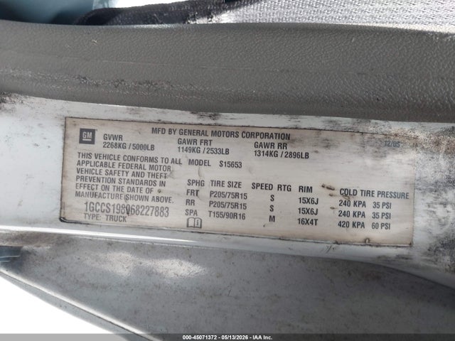 Aukcja sprzedaży 2006 Chevrolet Colorado Work Truck, vin: 1GCCS198068227883, numer aukcji: 45071372