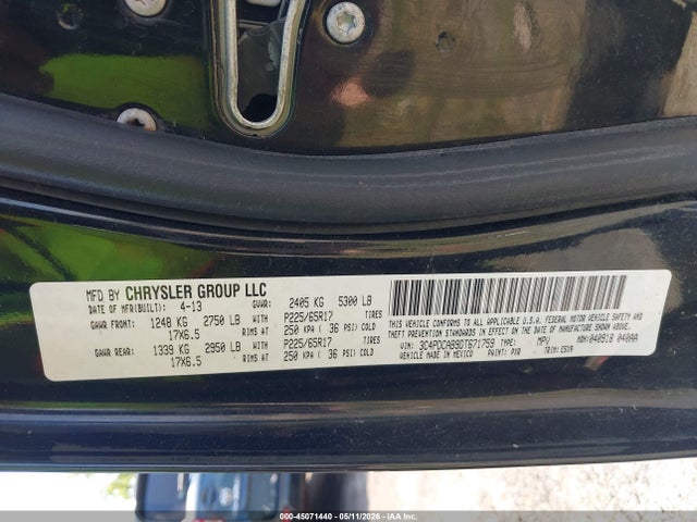 45071440 :رقم المزاد ، 3C4PDCAB9DT671759 vin ، 2013 Dodge Journey American Value Pkg مزاد بيع
