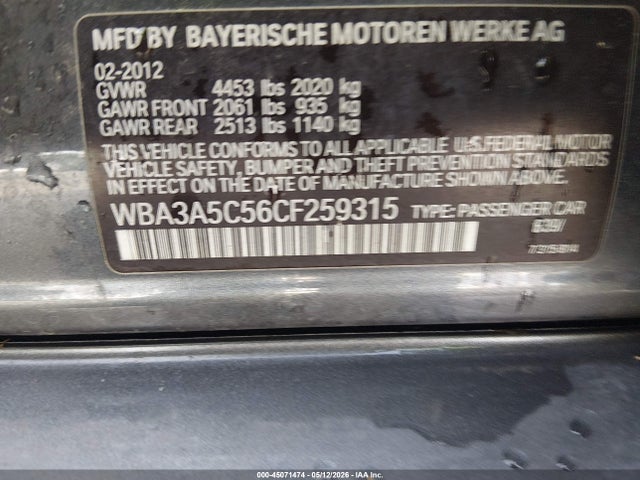 Продажа на аукционе авто 2012 Bmw 328i, vin: WBA3A5C56CF259315, номер лота: 45071474