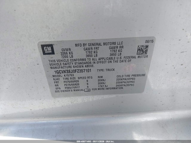 1GCVKSEJ0FZ357101 Chevrolet Silverado 1500 2lz