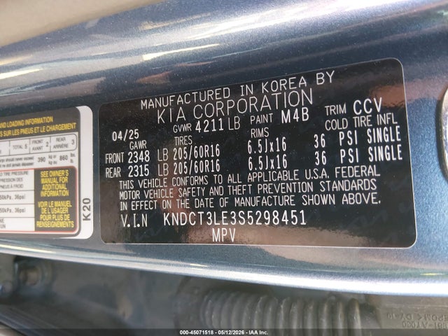 45071518 :رقم المزاد ، KNDCT3LE3S5298451 vin ، 2025 Kia Niro Sx مزاد بيع