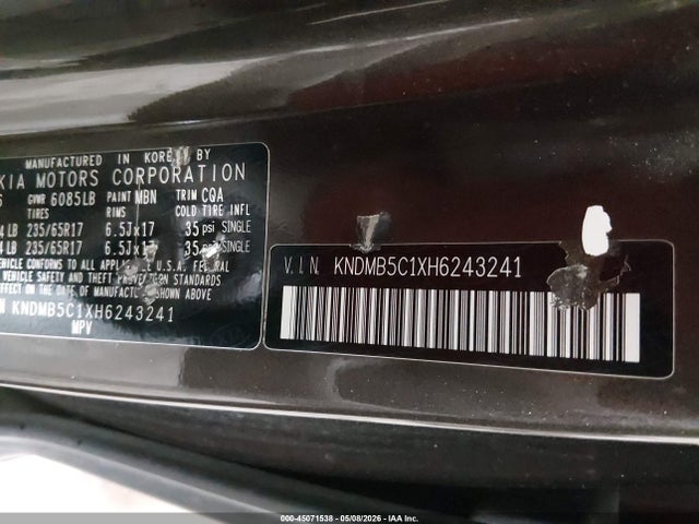 KNDMB5C1XH6243241 KIA SEDONA LX
