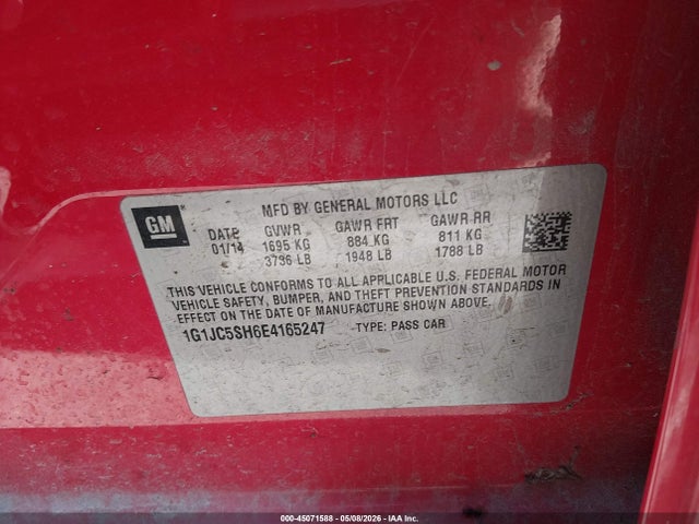 Продаж на аукціоні авто 2014 Chevrolet Sonic Lt Auto, vin: 1G1JC5SH6E4165247, номер лоту: 45071588