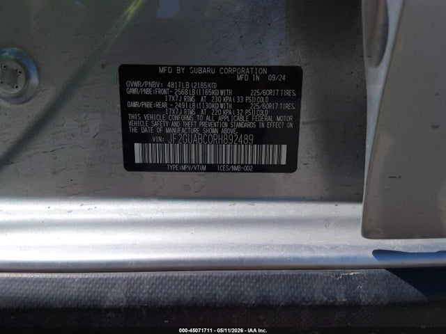 Продажа на аукционе авто 2024 Subaru Crosstrek, vin: JF2GUABC0RH892489, номер лота: 45071711