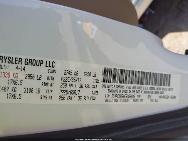 45071730 :رقم المزاد ، 2C4RC1BG0ER363085 vin ، 2014 Chrysler Town & Country Touring مزاد بيع