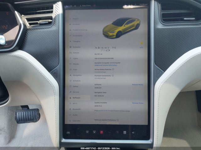 2018 Tesla Model S 100d/75d/p100d მანქანა იყიდება აუქციონზე, vin: 5YJSA1E20JF260388, აუქციონის ნომერი: 45071742