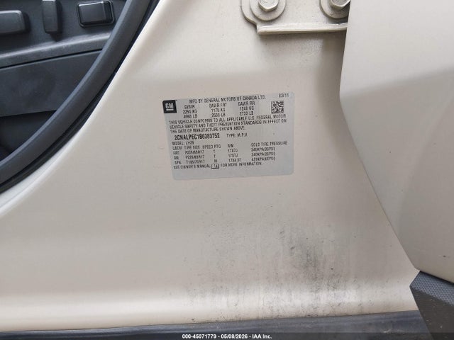 Продаж на аукціоні авто 2011 Chevrolet Equinox 2lt, vin: 2CNALPEC1B6383752, номер лоту: 45071779
