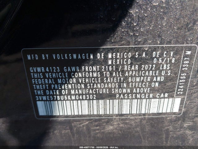 Продаж на аукціоні авто 2019 Volkswagen Jetta 1.4t Sel, vin: 3VWE57BU5KM048302, номер лоту: 45071788