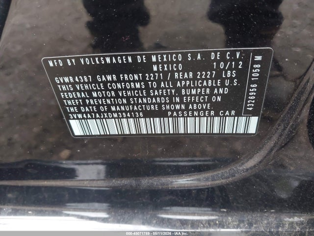 2013 Volkswagen Jetta Gli Autobahn მანქანა იყიდება აუქციონზე, vin: 3VW4A7AJXDM394136, აუქციონის ნომერი: 45071789