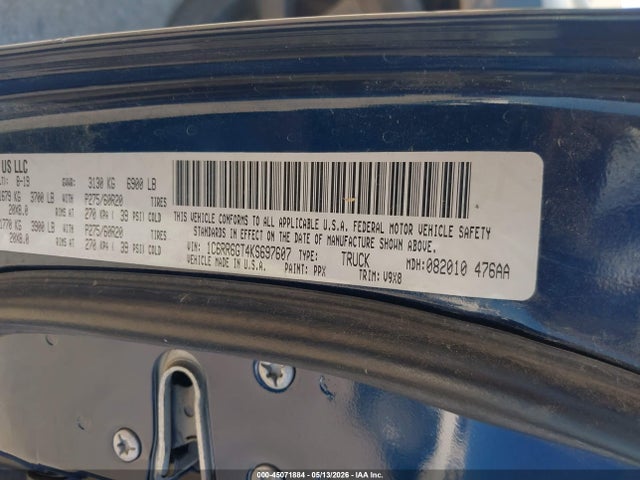 Продаж на аукціоні авто 2019 Ram 1500 Classic Warlock  4x2 6'4 Box, vin: 1C6RR6GT4KS697607, номер лоту: 45071884