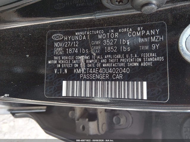Продажа на аукционе авто 2013 Hyundai Accent Gls, vin: KMHCT4AE4DU402040, номер лота: 45071922
