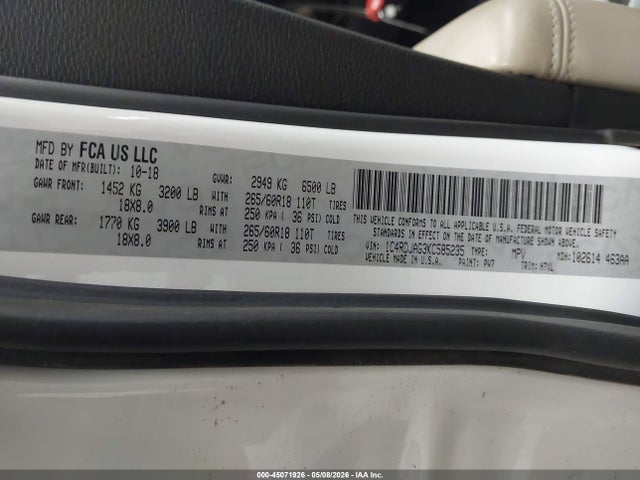 1C4RDJAG3KC585235 Dodge Durango Sxt Awd