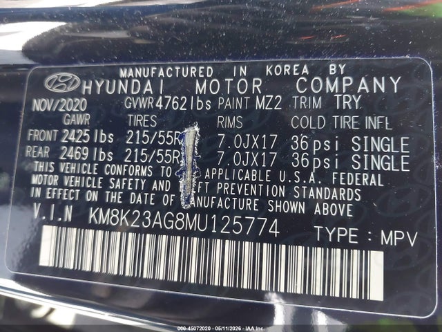 Aukcja sprzedaży 2021 Hyundai Kona Electric Sel, vin: KM8K23AG8MU125774, numer aukcji: 45072020