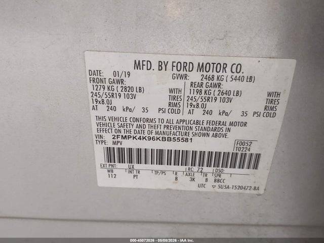 Ford Edge Titanium 2019 2FMPK4K96KBB55581 Image 9