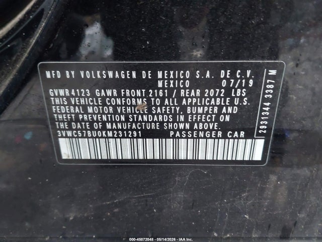 3VWC57BU0KM231291 Volkswagen Jetta 1.4t R-line/1.4t S/1.4t Se